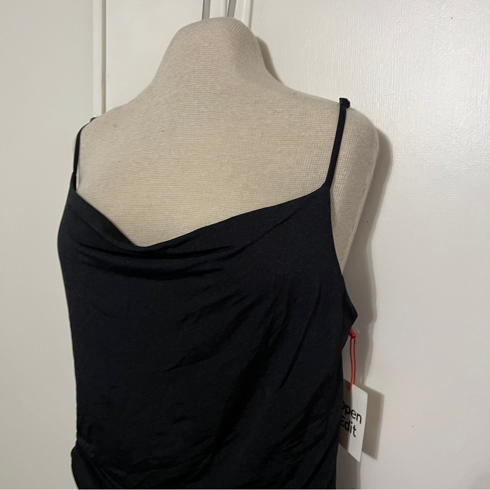 NWT Open Edit Square Neck Black Ruched Bodycon Mini Dress M - Picture 8 of 9